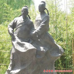 景區李白和杜甫石雕